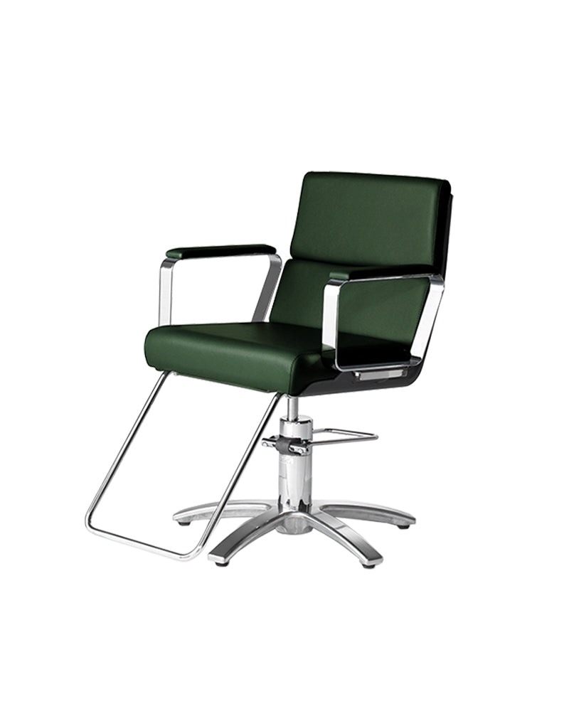 Adria II - Green hairdressing chair - Chrome cross base